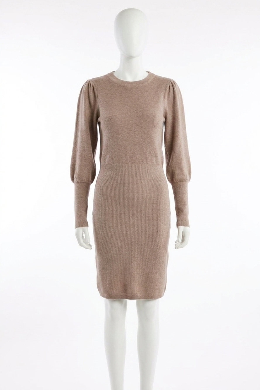 NEW BLUIVY puff sleeves sweater dress in latte